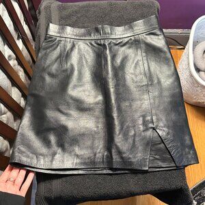 8 BY YOOX LEATHER FRONT SLIT MINI SKIRT XS